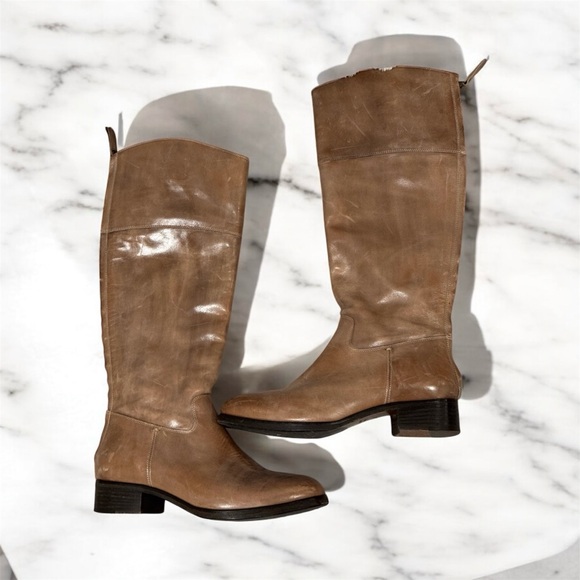 Saks Fifth Avenue Shoes - Saks Fifth Avenue 10022 Shoe Tan Leather Riding Boots
Size 36.5